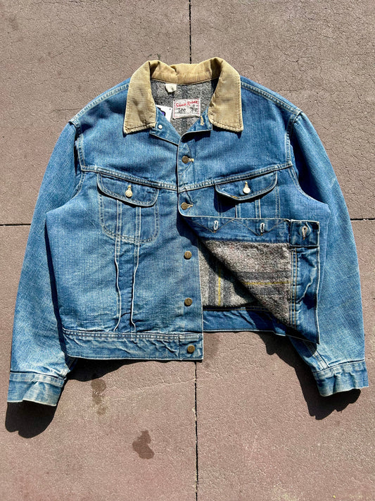 70s Lee Storm Rider Blanked-Lined Union-Made Denim Jacket. Size Large